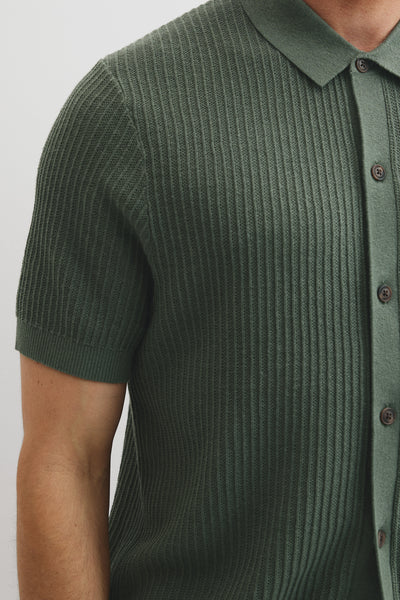 Short Sleeve Cotton Linen Knit Shirt