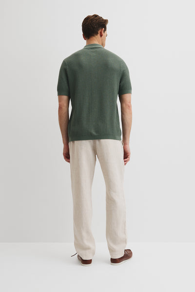 Short Sleeve Cotton Linen Knit Shirt