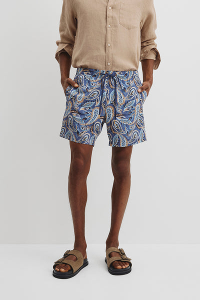 Recycled Polyester Paisley Print Swim Short