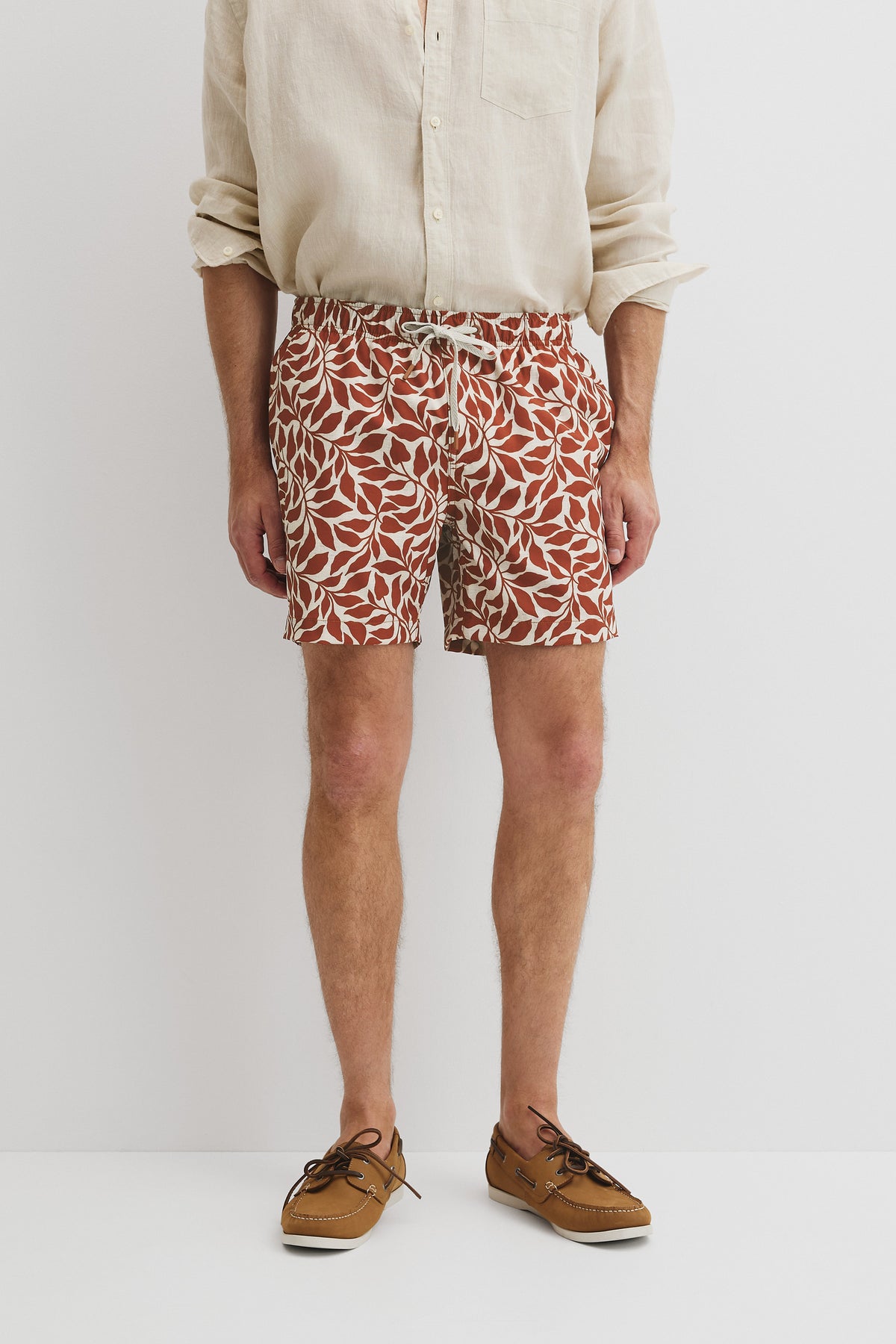 Recycled Polyester Leaf Print Swim Short