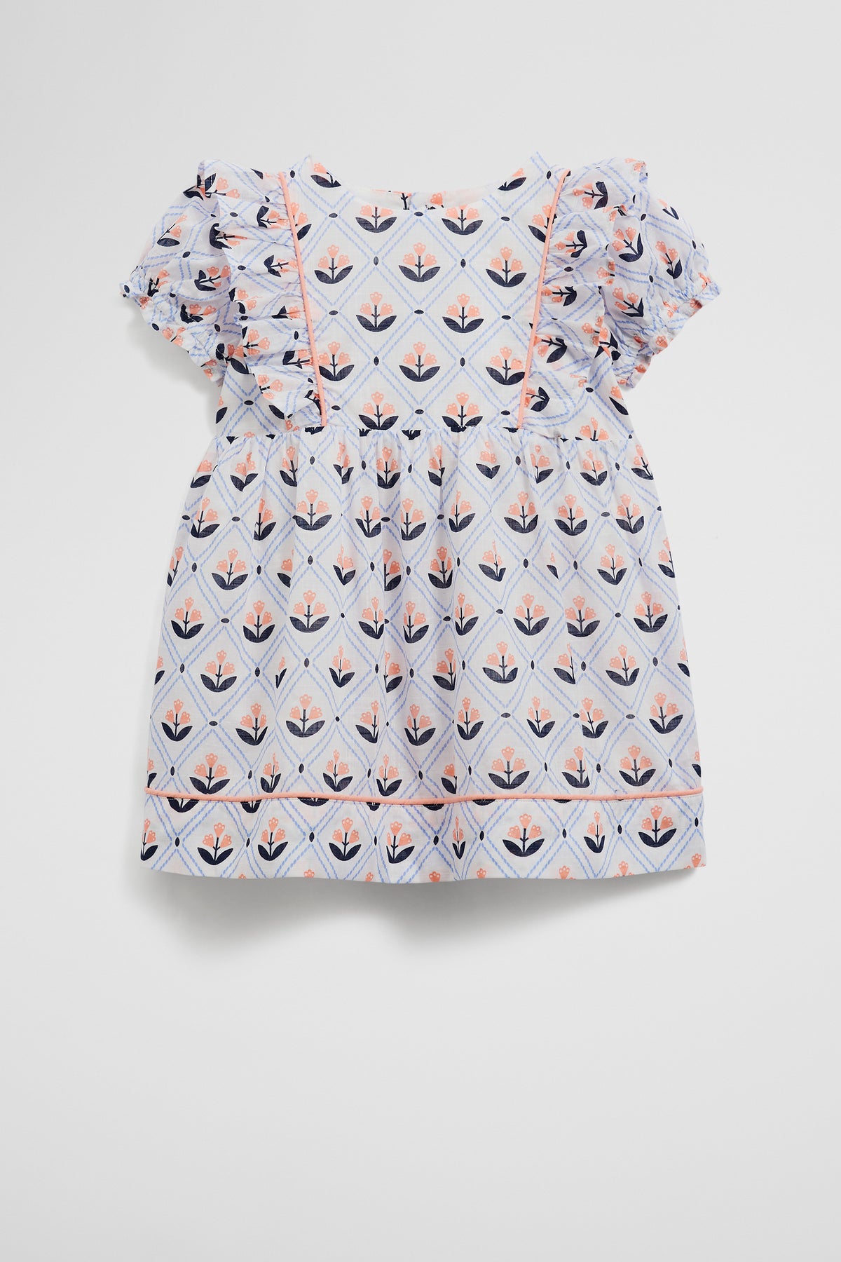 Short Sleeve Frill Print Dress