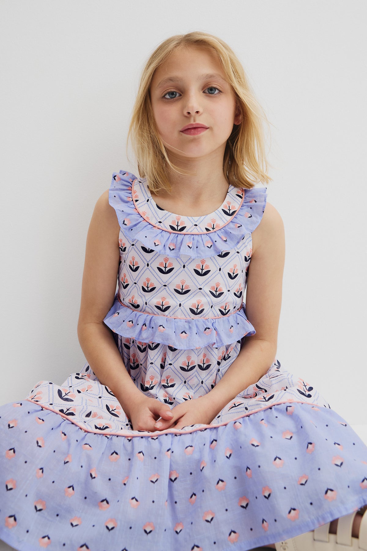 Frill Neck Midi Dress