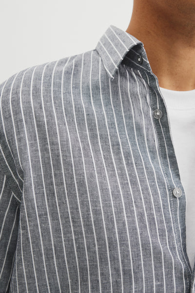 Regular Fit Cotton Linen Stripe Shirt