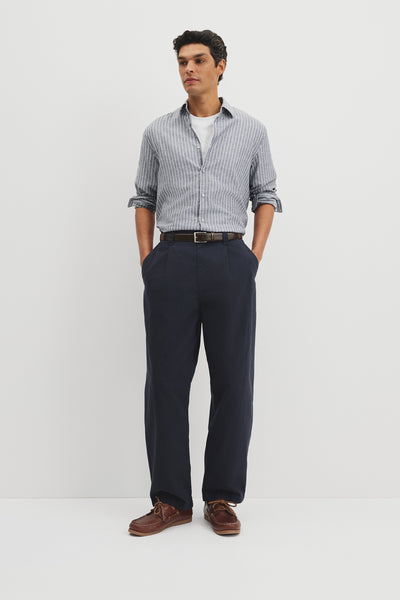 Regular Fit Cotton Linen Stripe Shirt