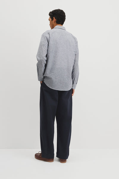 Regular Fit Cotton Linen Stripe Shirt