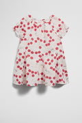 Short Sleeve Cherry Godet Dress