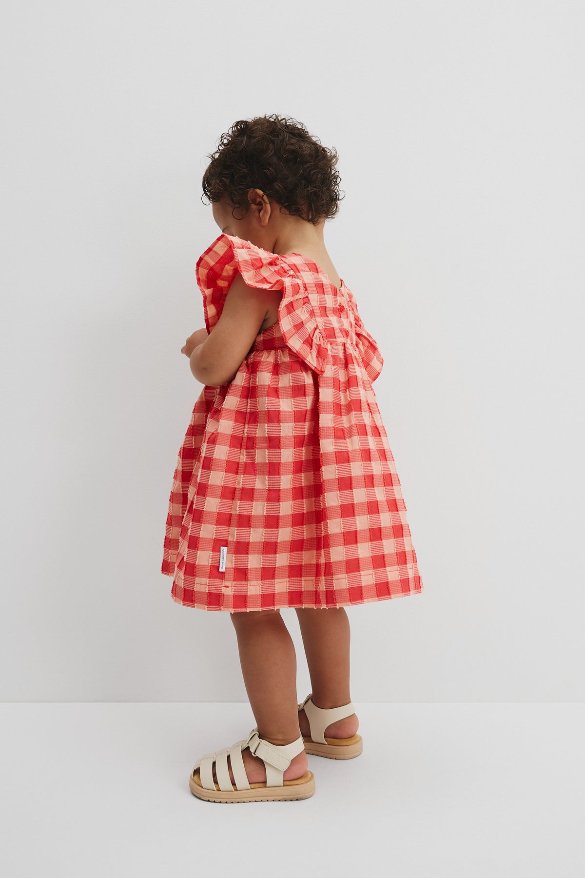 Gingham Flutter Sleeve Dress