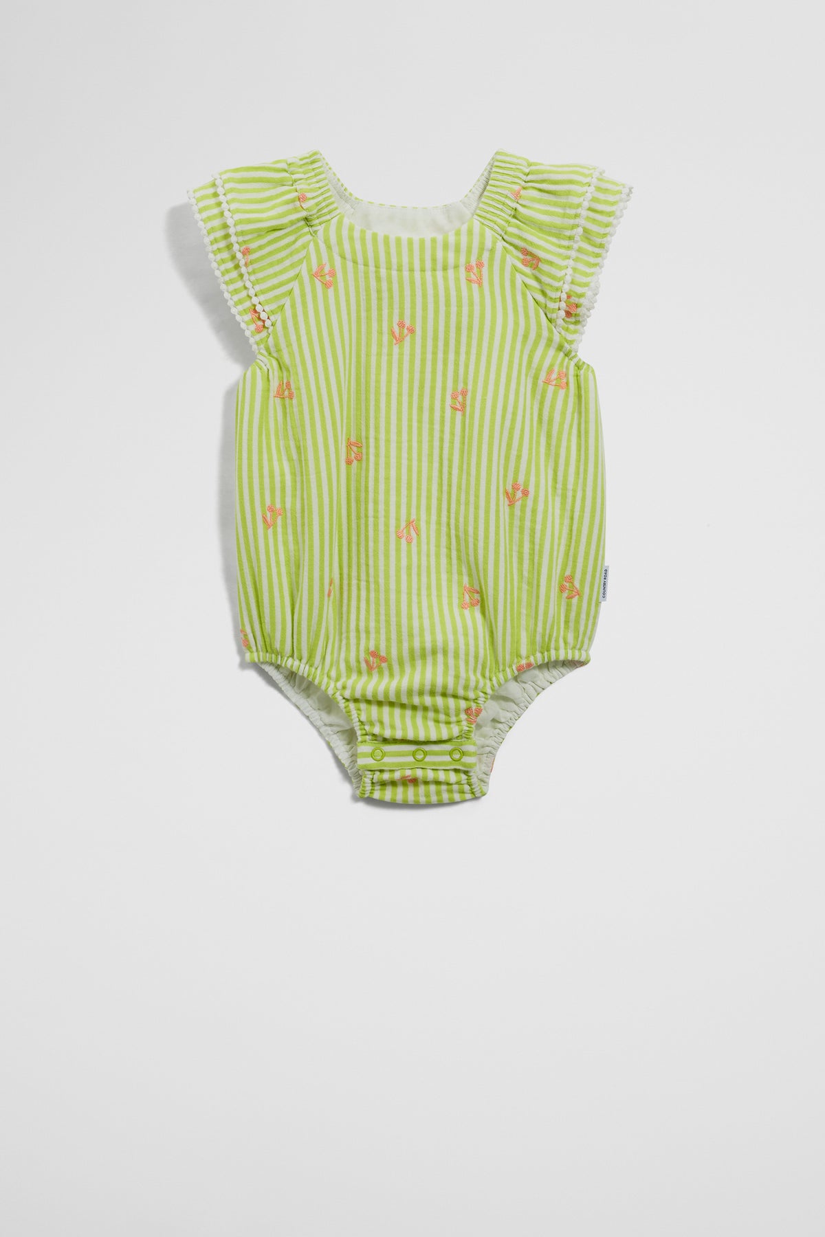 Stripe Embroidered Romper