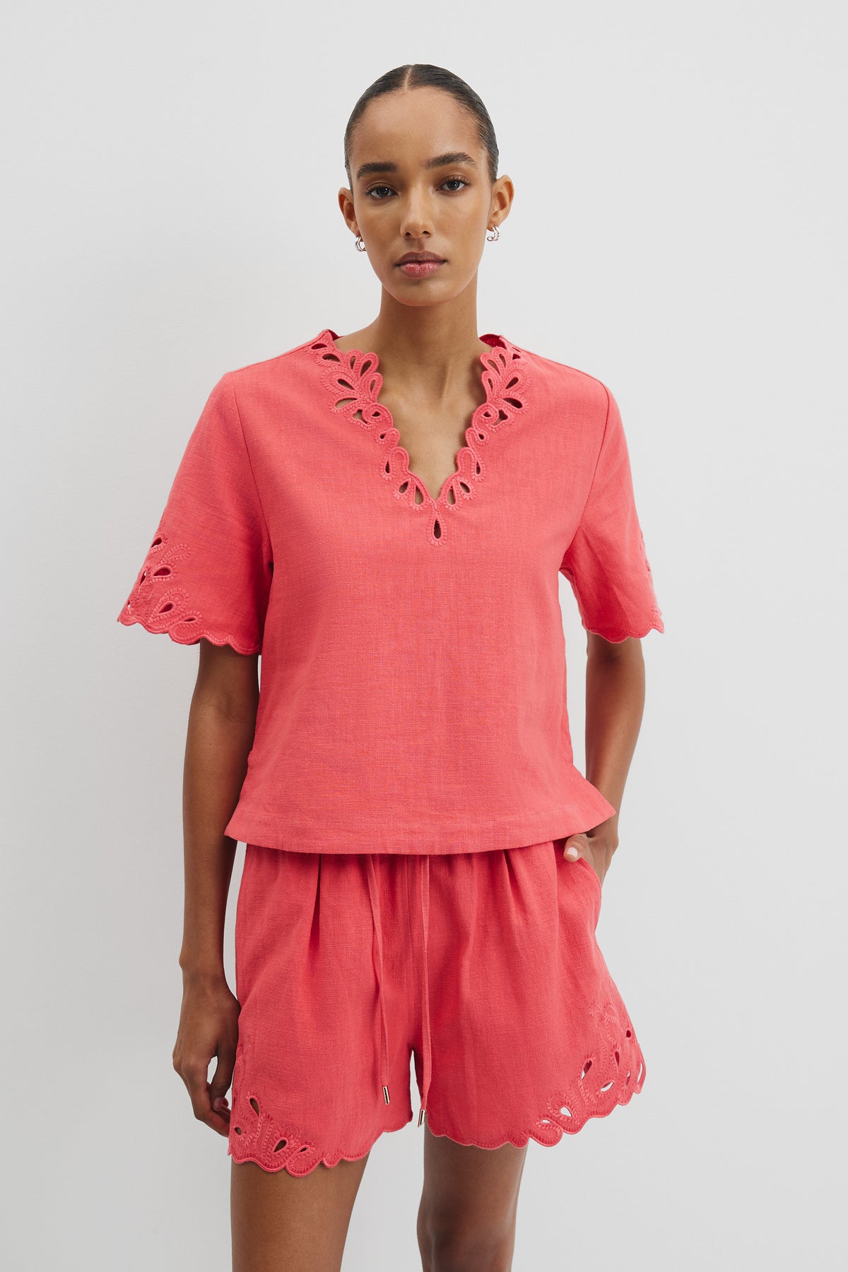 Cutwork Short Sleeve Popover