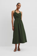 Organically Grown Cotton Halter Detail Midi Dress