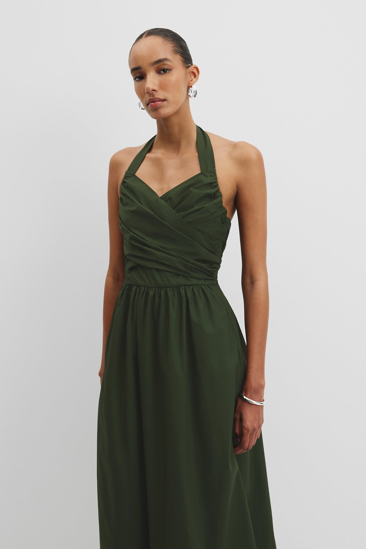 Organically Grown Cotton Halter Detail Midi Dress