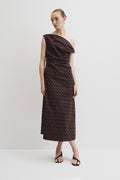 Print Off-Shoulder Midi Dress