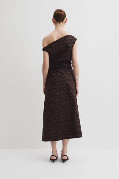 Print Off-Shoulder Midi Dress