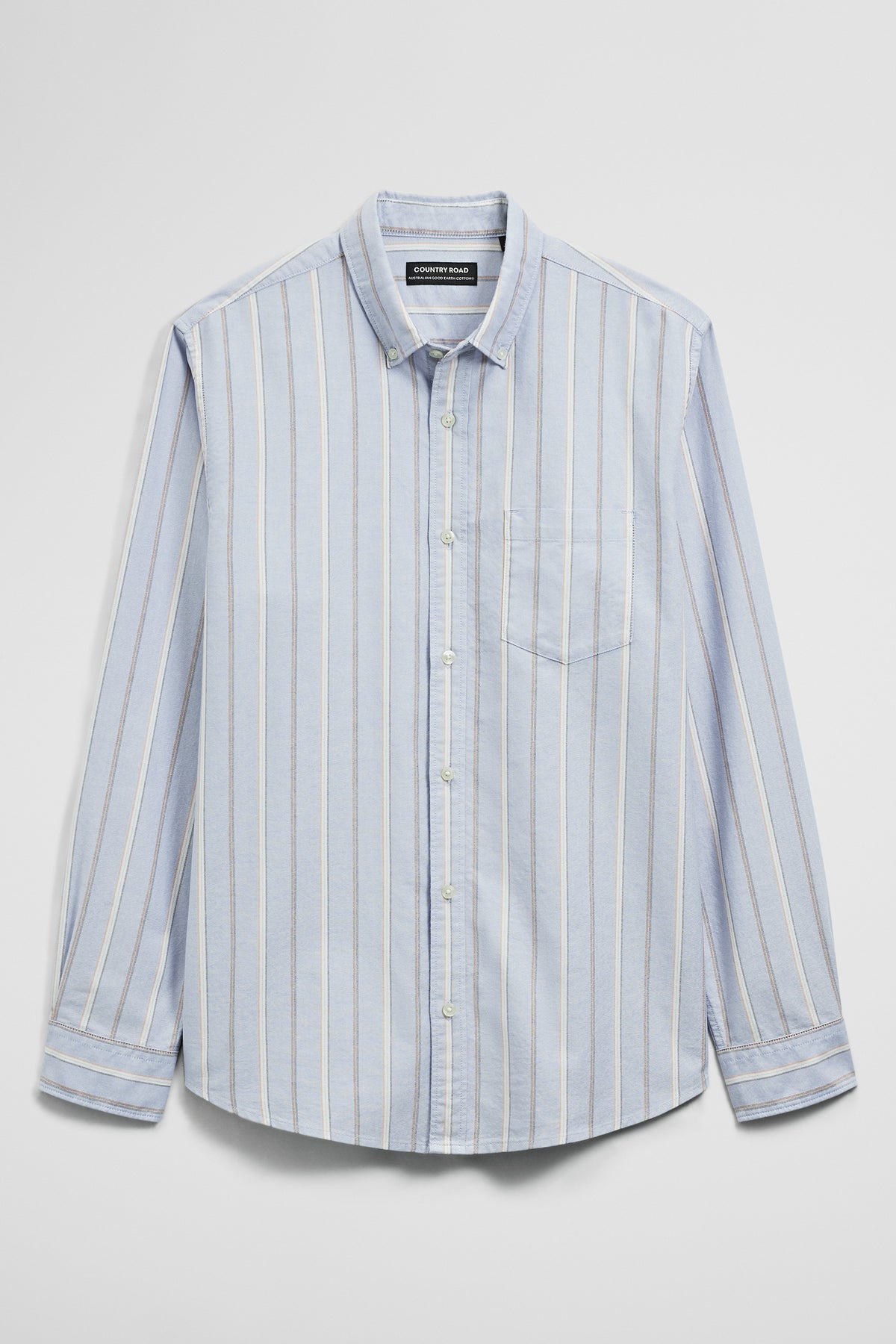 Regular Fit Australian Good Earth Cotton Stripe Oxford Shirt