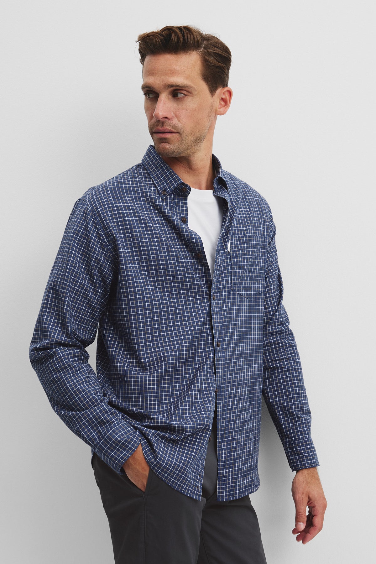 Long Sleeve Regular Fit Cotton Check Shirt With Pocket