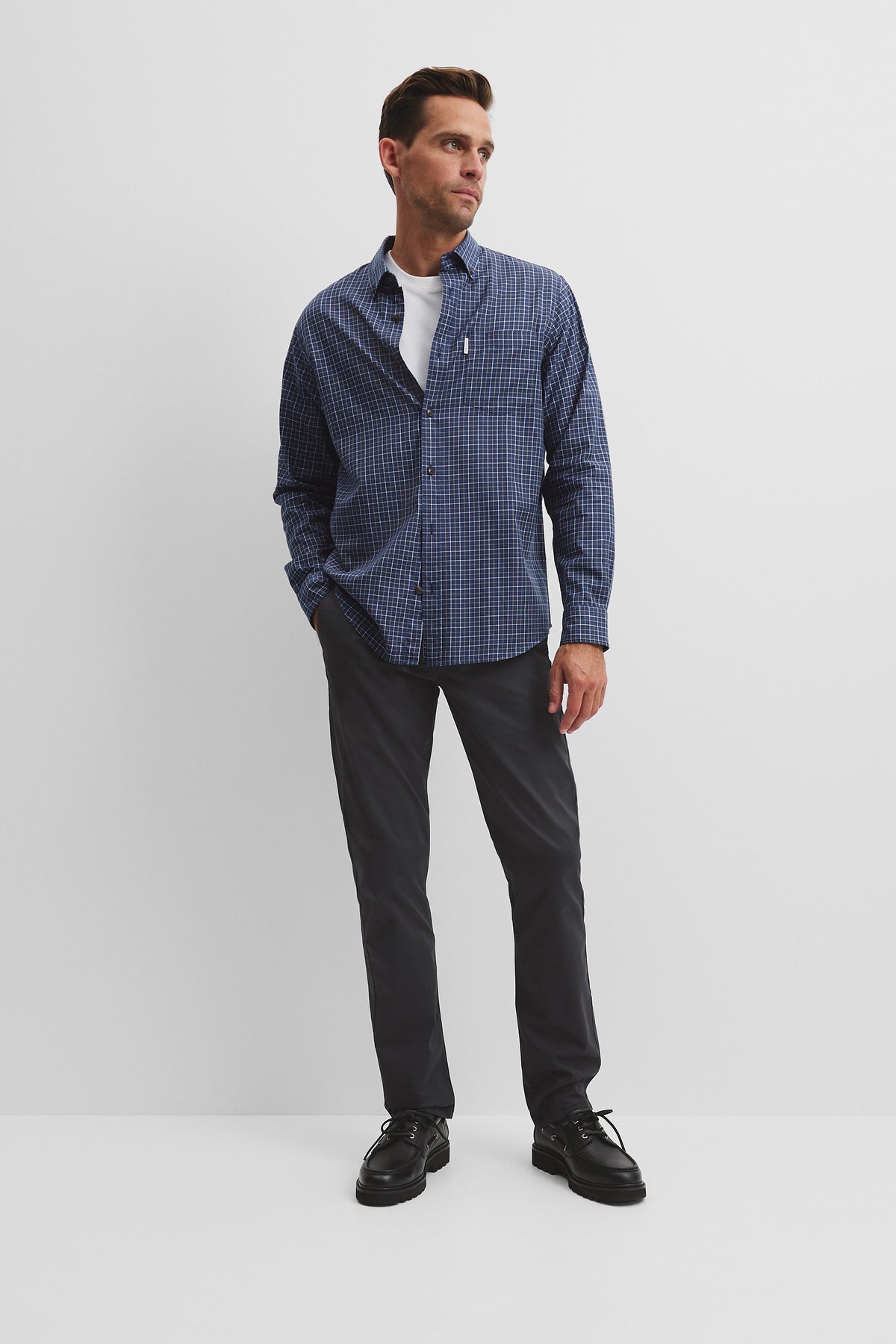 Long Sleeve Regular Fit Cotton Check Shirt With Pocket