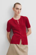 Waffle Short Sleeve Button Knit