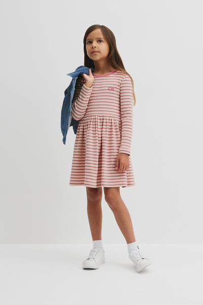 Long Sleeve Gathered Rib Dress