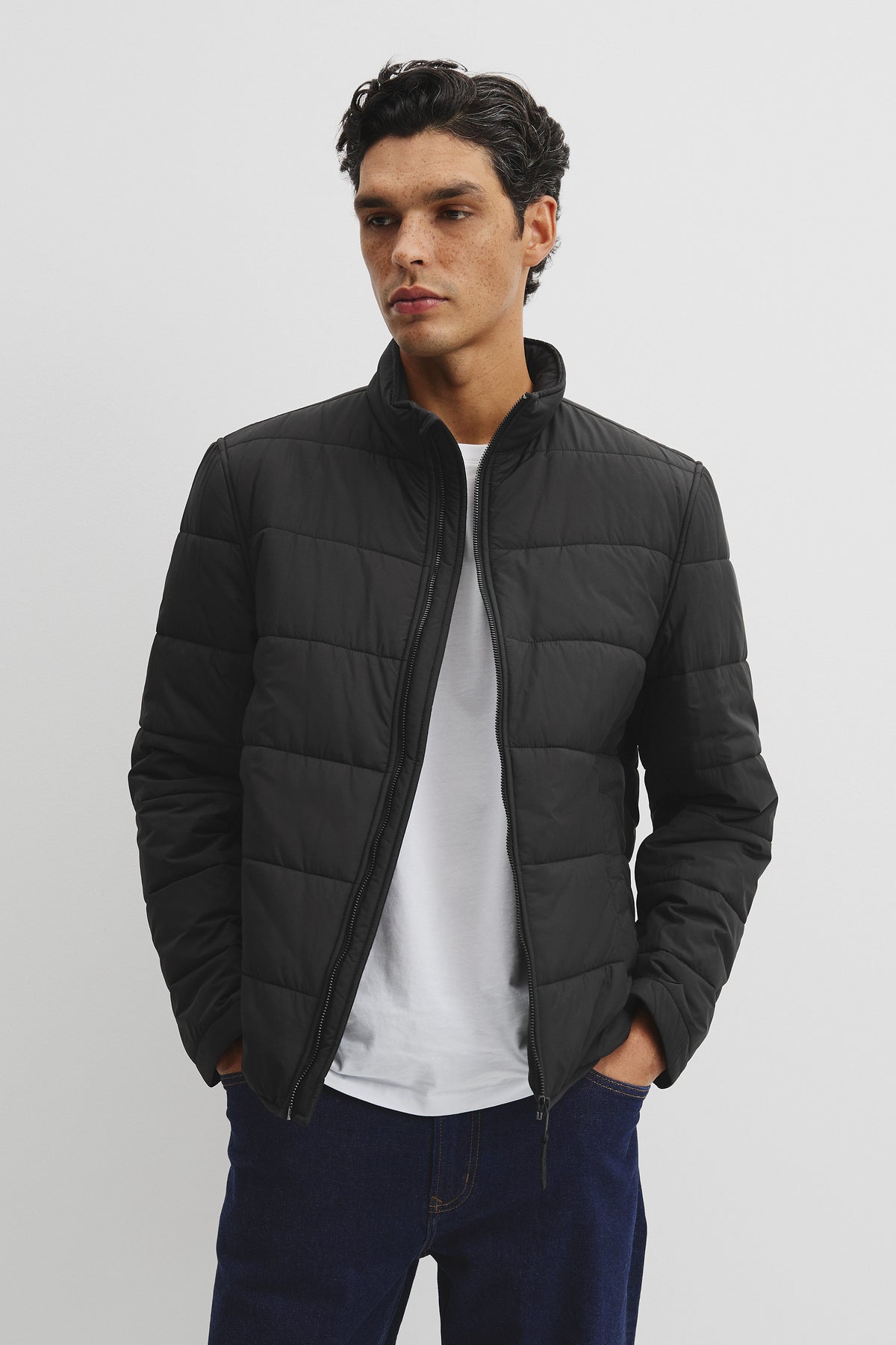 Quilted Funnel Neck Jacket
