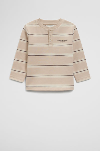 Organically Grown Cotton Stripe Long Sleeve Pique T-Shirt