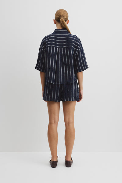 Yarn Dyed Boxy Linen Shirt