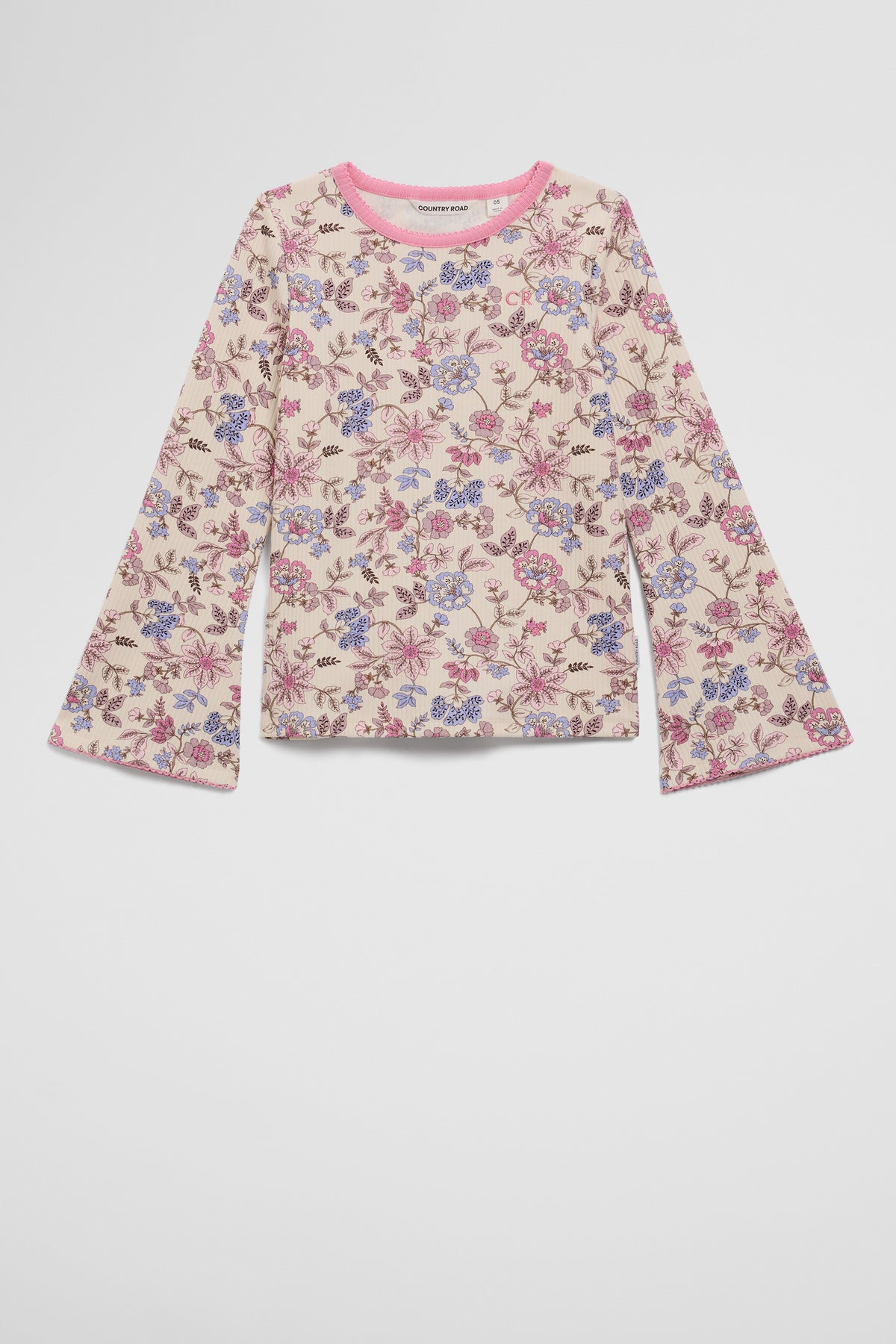 Organically Grown Cotton Blend Rib Flare Sleeve Top