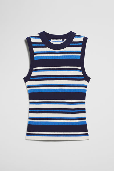 Australian Merino Crew Neck Stripe Knit Tank