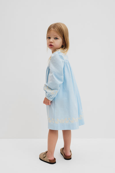 Long Sleeve Embroidered Smock Dress