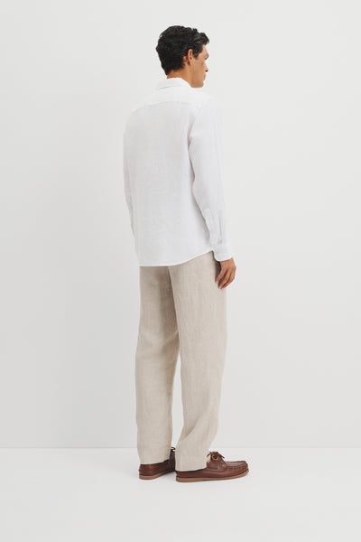 Regular Fit Long Sleeve Linen Shirt
