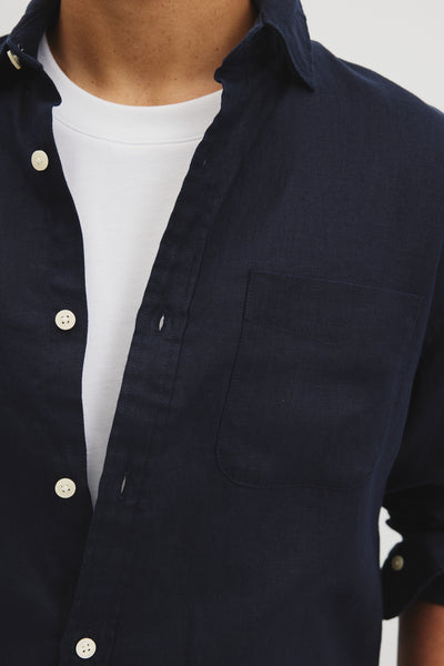 Regular Fit Long Sleeve Linen Shirt