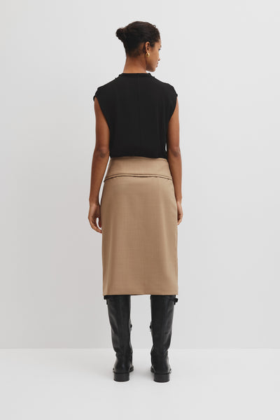 Wool Blend Wrap Skirt