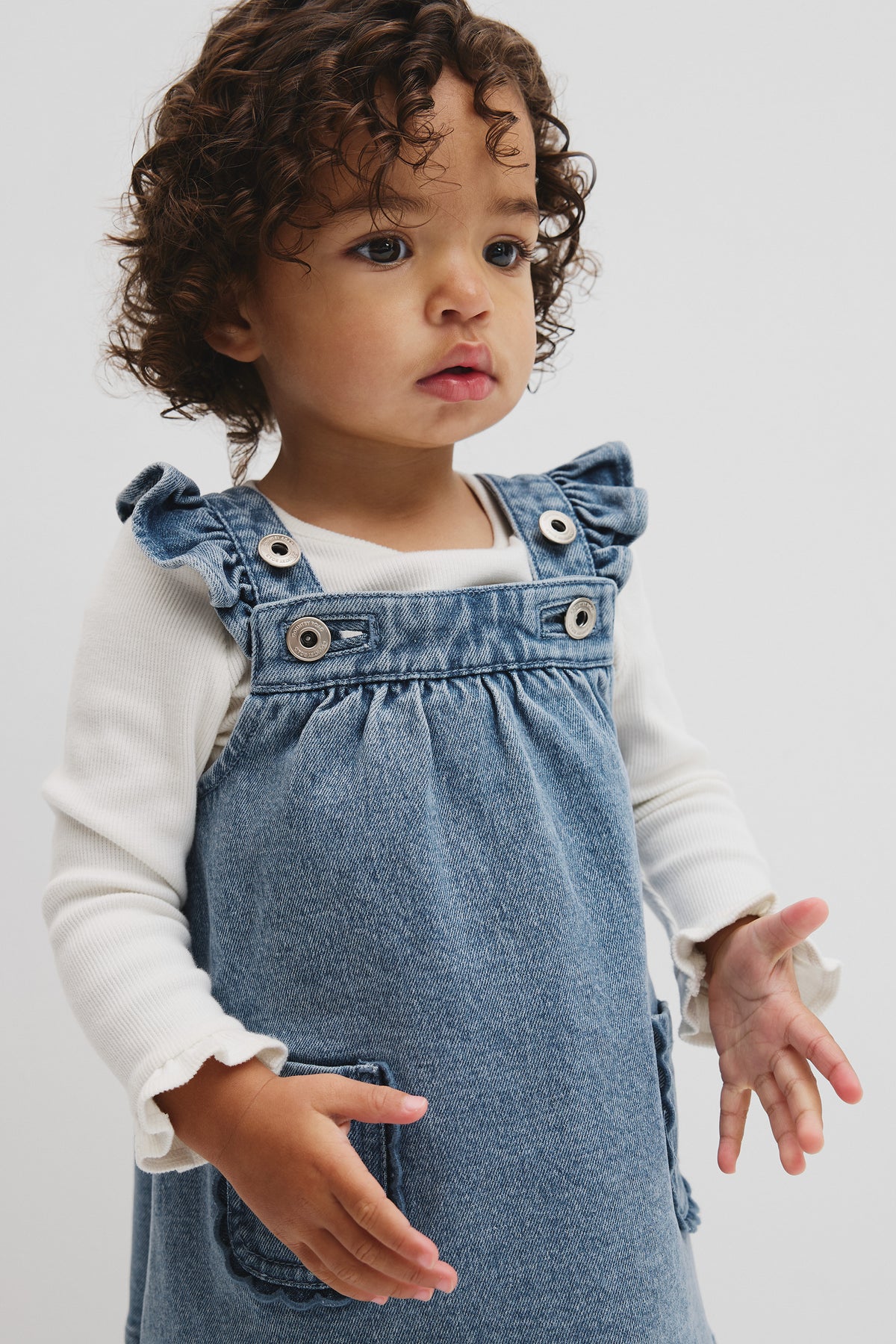 Scallop Denim Pinafore