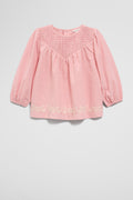 Long Sleeve Shirred Blouse
