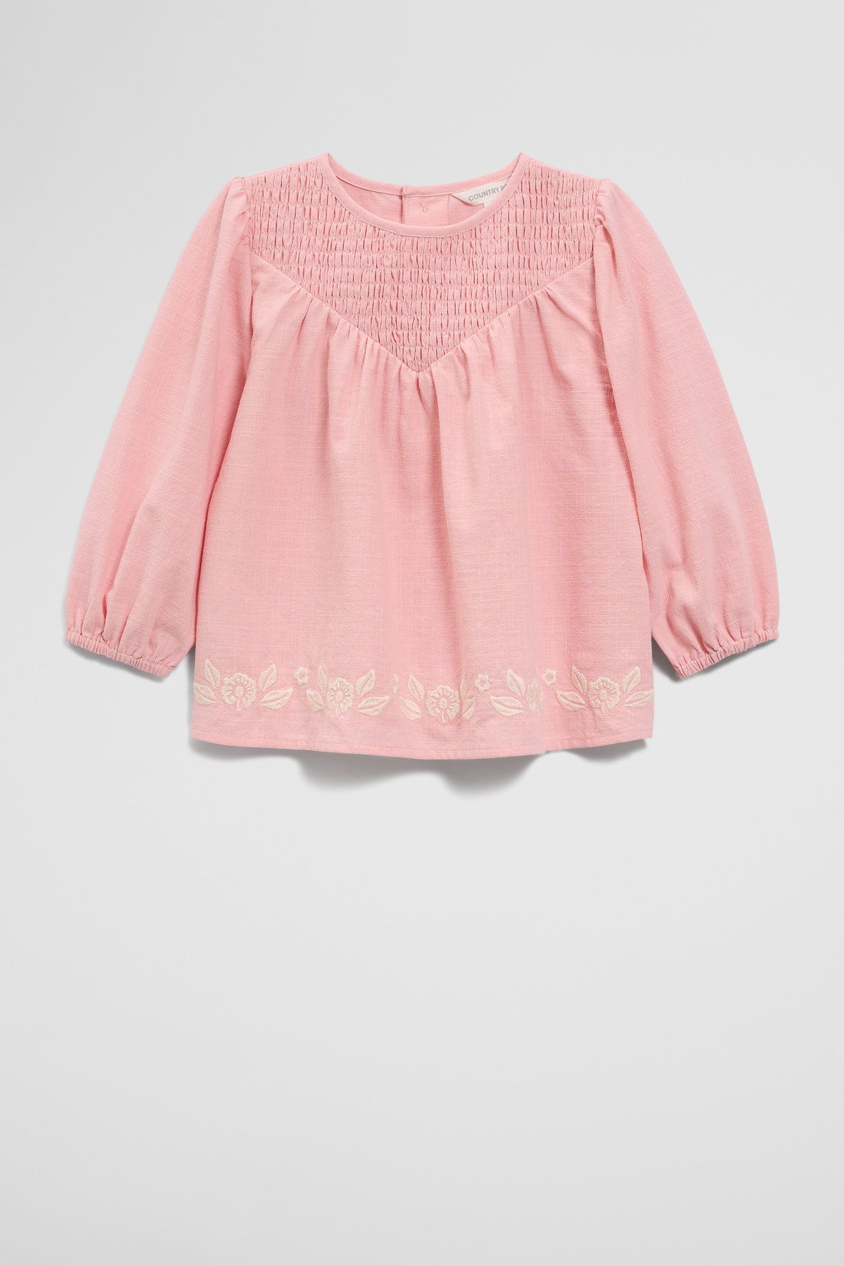 Long Sleeve Shirred Blouse