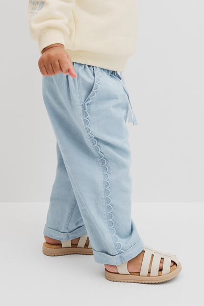 Scalloped Chambray Pant