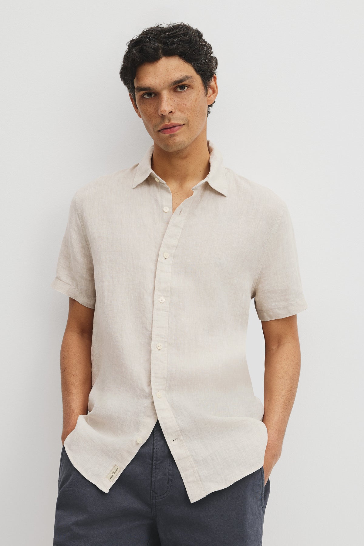 Regular Fit Short Sleeve Linen Shirt