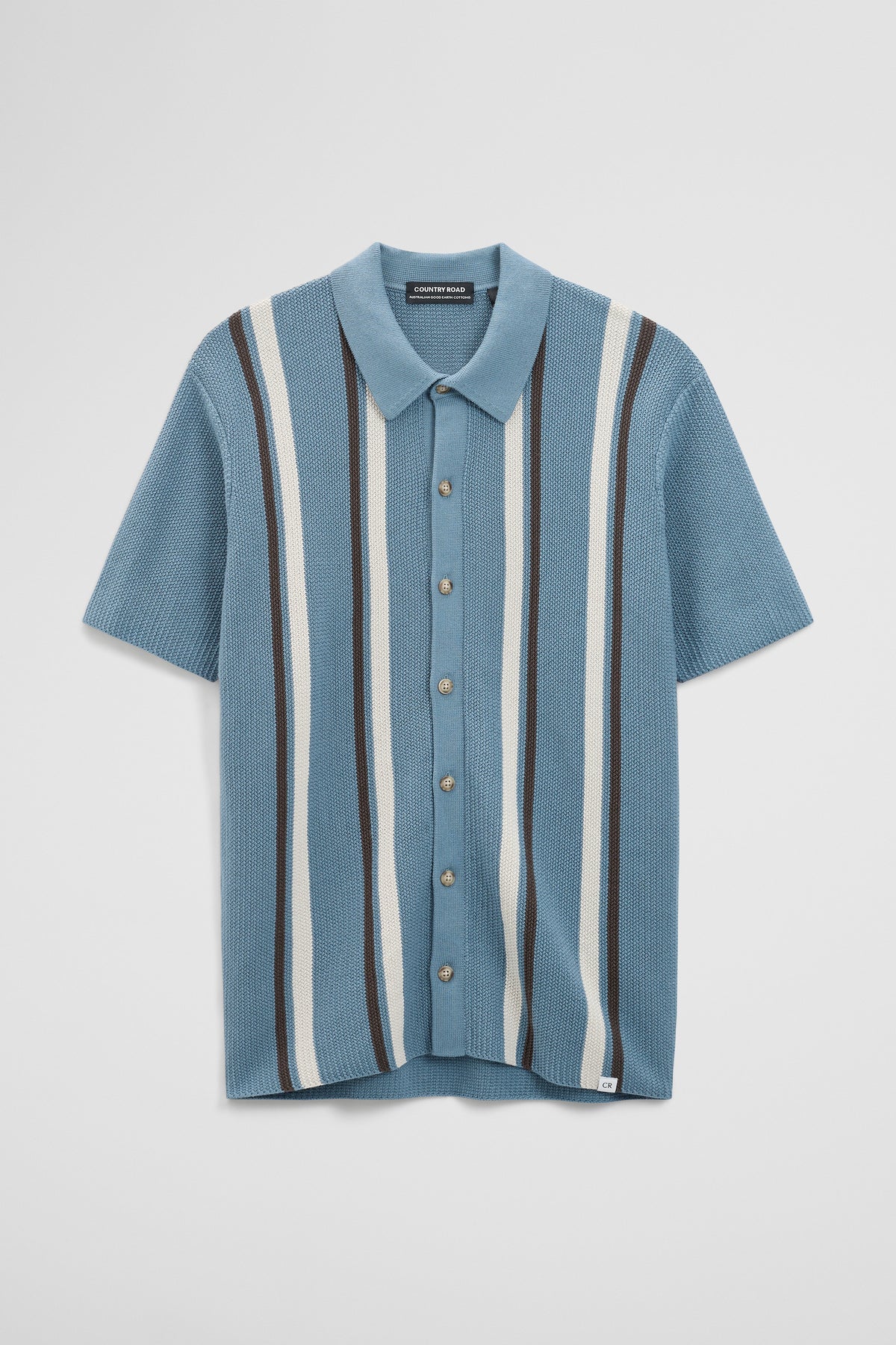 Australian Good Earth Cotton Textured Stripe Knit Shirt
