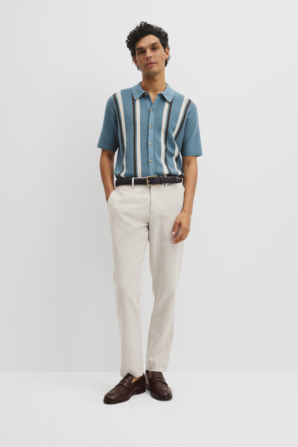 Australian Good Earth Cotton Textured Stripe Knit Shirt