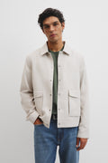 Linen Cotton Blend Button Jacket