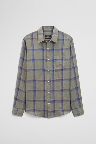 Regular Fit Linen Windowpane Check Shirt