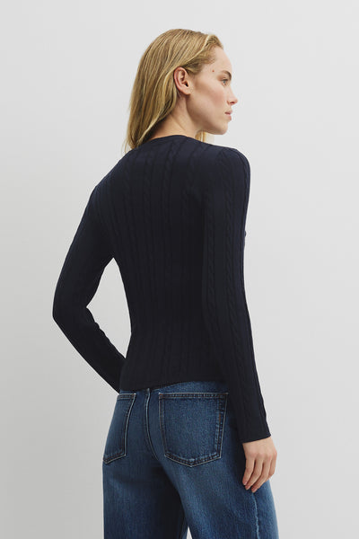 Organically Grown Cotton Blend Cable Knit Cardigan