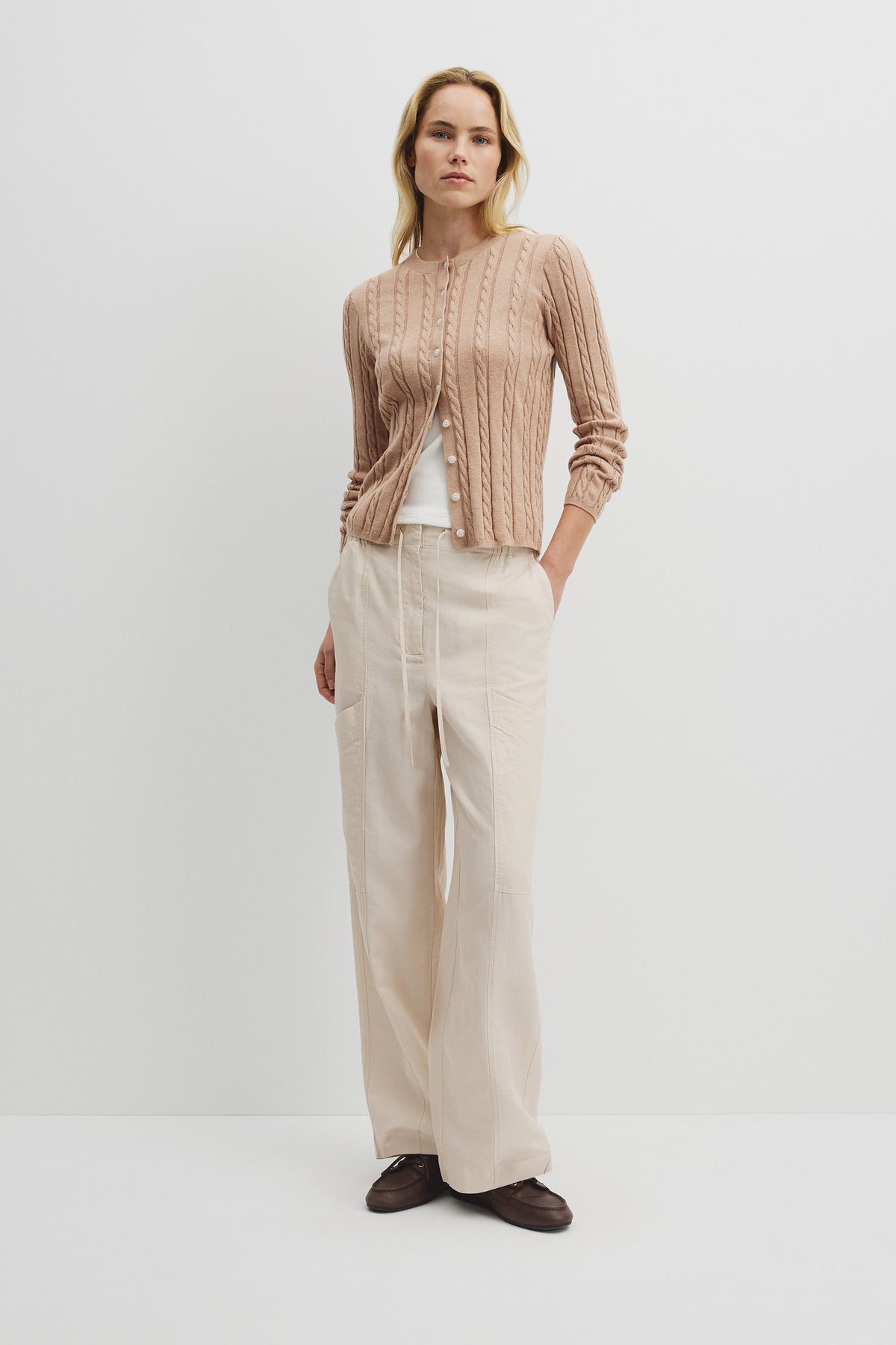 Organically Grown Cotton Blend Cable Knit Cardigan