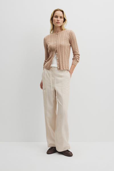 Organically Grown Cotton Blend Cable Knit Cardigan