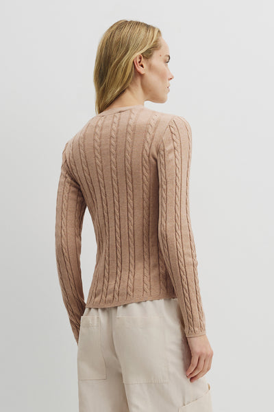 Organically Grown Cotton Blend Cable Knit Cardigan