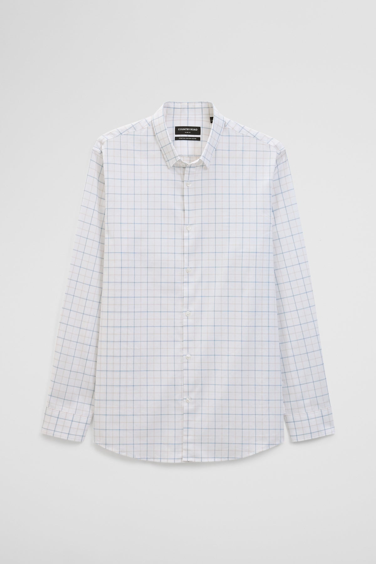 Long Sleeve Slim Cut And Sew Grid Shirt