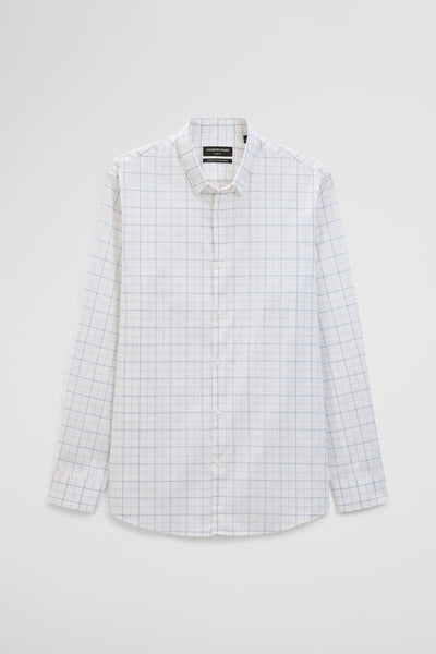 Long Sleeve Slim Cut And Sew Grid Shirt