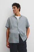 Short Sleeve Tencel Linen Geometric Print Shirt