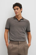 Australian Cotton Silk Blend Textured Stripe Polo