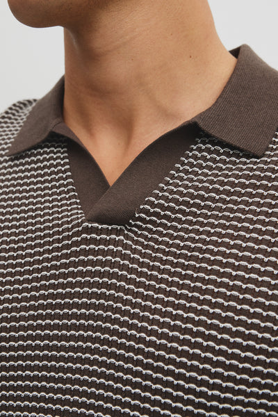 Australian Cotton Silk Blend Textured Stripe Polo