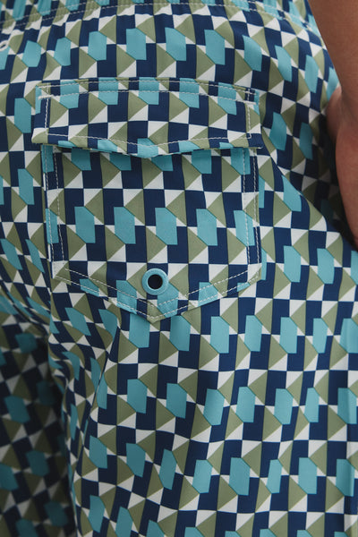 Recycled Polyester Geometric Print Swimsuit